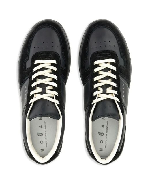 Hogan Black H-Tv Smooth And Suede Leather Sneakers Shoes for men