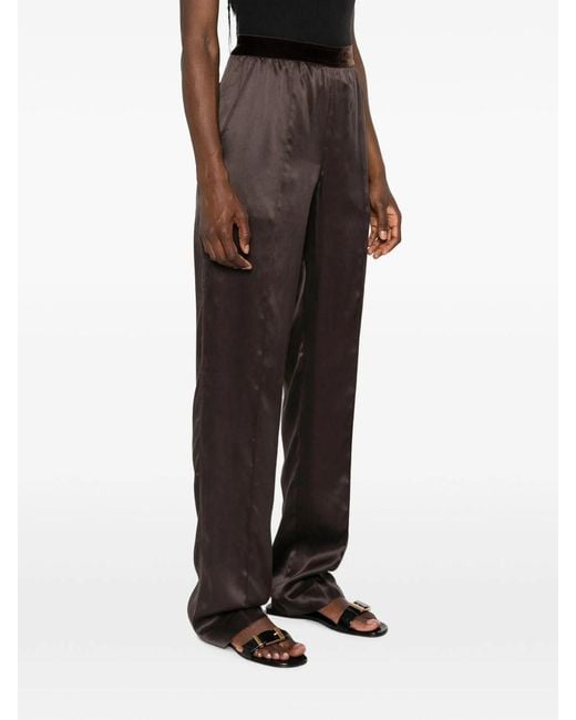 Tom Ford Brown Silk Satin Pyjama Style Pants
