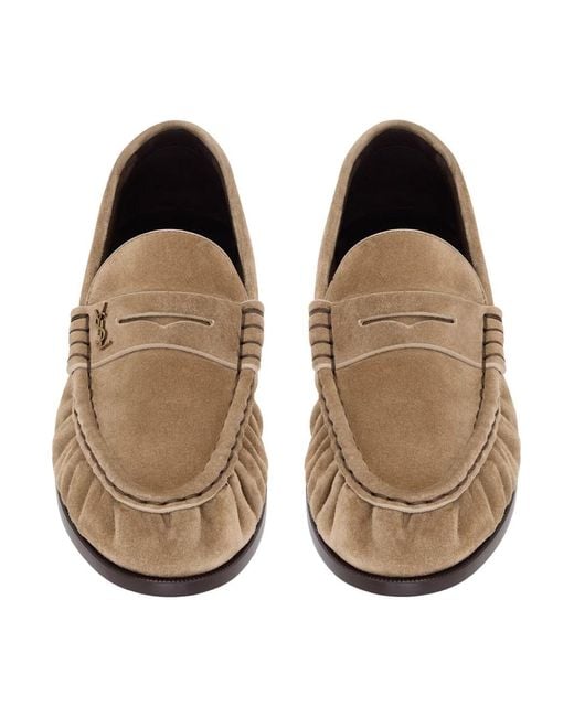Saint Laurent Brown Soft Suede Loafers