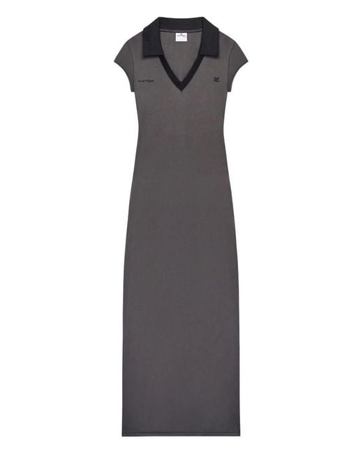 Courreges Gray Sports Polo Long Dress Clothing