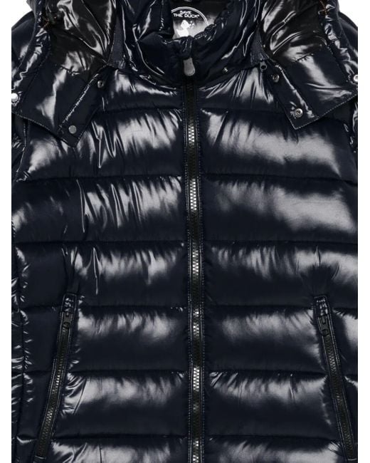 Save The Duck Blue Florian Down Jacket With Lacquered Finish And Removable for men