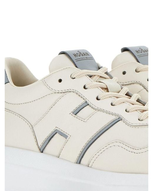 Hogan White Retro-Inspired Leather Sneakers With Memory Foam
