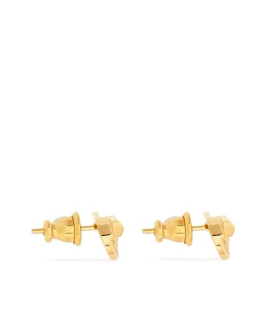 Ferragamo Metallic Gancini Earrings With Rhinestones (S)