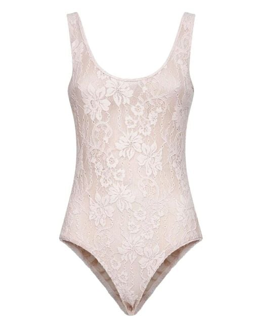 Zimmermann Natural Lace Scoop Bodysuit Clothing