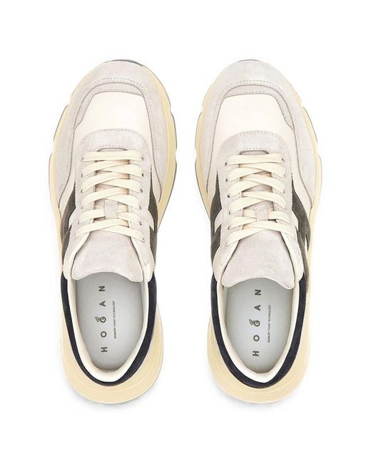 Hogan White Color Block Sneakers for men