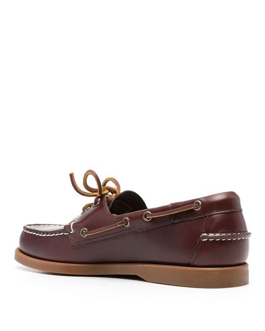 Sebago Brown Portland Waxed Leather Dockside Loafers for men