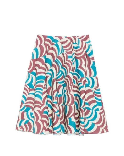 Marni White Printed Cotton Midi Skirt