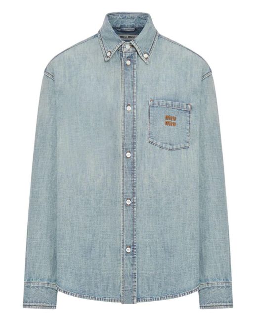 Miu Miu Blue Denim Cotton Shirt