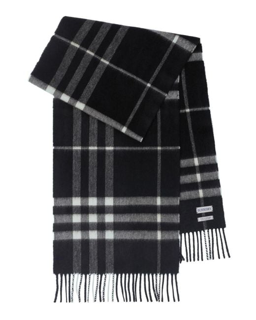 Burberry Black Check Cashmere Scarf