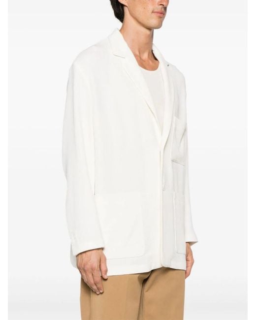Giorgio Armani White Single-breasted Canneté Jacket Clothing for men
