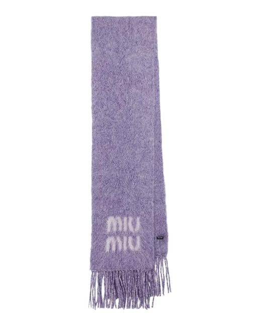 Miu Miu Purple Wool And Mohair Scarf
