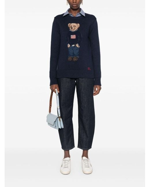 Polo Ralph Lauren Blue Polo Bear Cotton-linen Sweater
