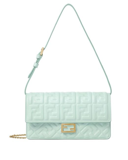 Fendi Blue Wallet On Chain Baguette