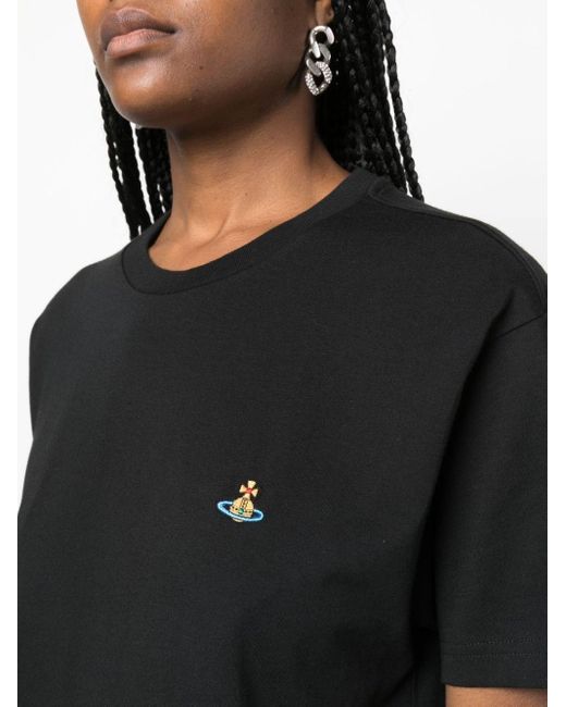 Vivienne Westwood Black Orb-Embroidered Cotton T-Shirt
