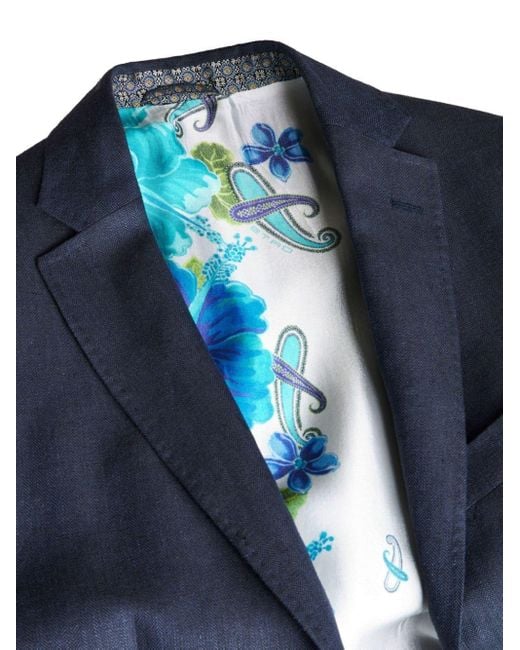 Etro Blue Linen Blazer for men