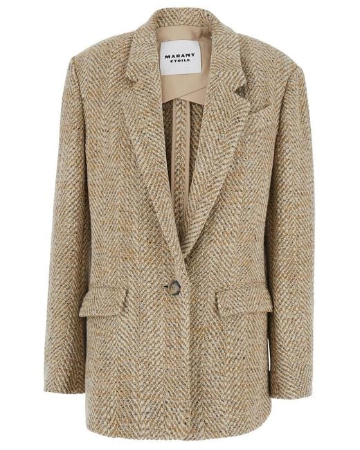 Isabel Marant Natural Parly Herringbone Wool Jacket