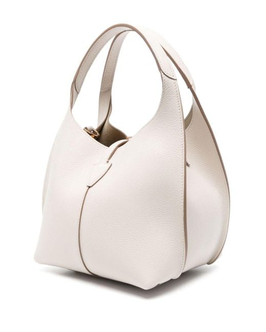 Tod's Gray Mini T Timeless Grained Leather Shoulder Bags