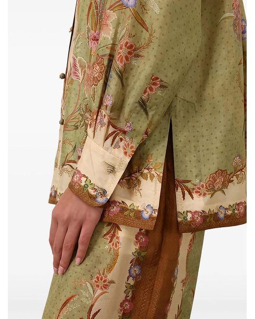 Zimmermann Green Indra Relaxed Silk Shirt