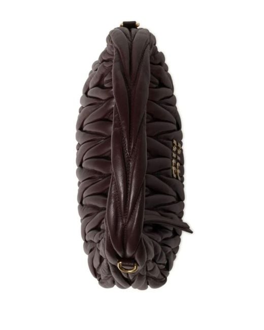 Miu Miu Brown Wander Matelassã Nappa Leather Small Hobo Bag