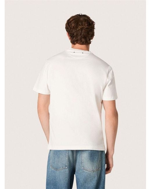 Golden Goose Deluxe Brand White Cotton Jersey T-Shirt With Contrasting Logo Print Clothing for men