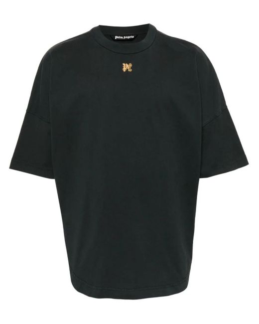 T-Shirt Foggy Con Stampa di Palm Angels in Black da Uomo
