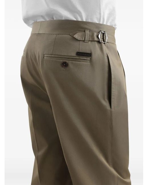 Dolce & Gabbana Green Pleated Buckle Trousers for men