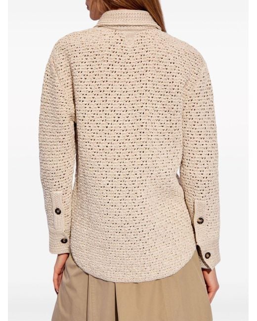 Bottega Veneta Natural Cotton Crochet Cardigan Shirt