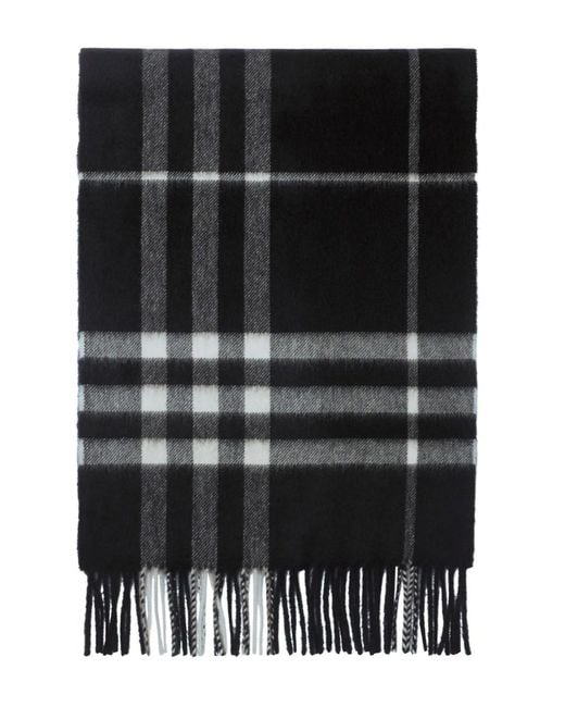 Burberry Black Check Cashmere Scarf
