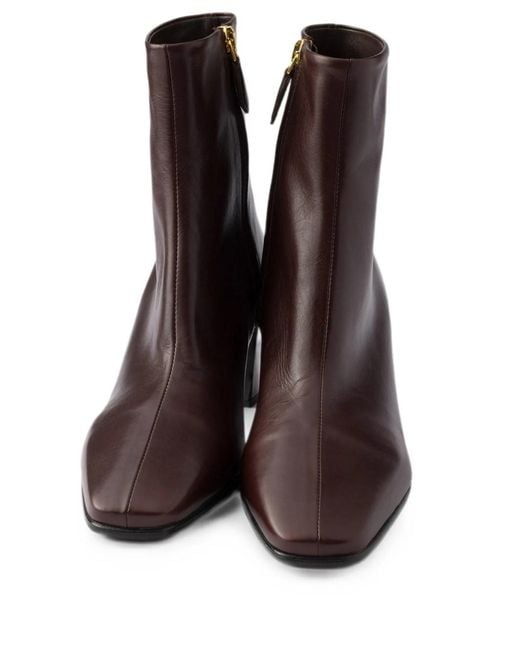 Prada Brown Leather Ankle Boots