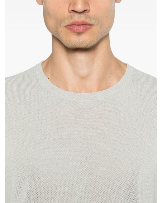 Roberto Collina White Ribbed Knit Cotton Blend T-Shirt for men