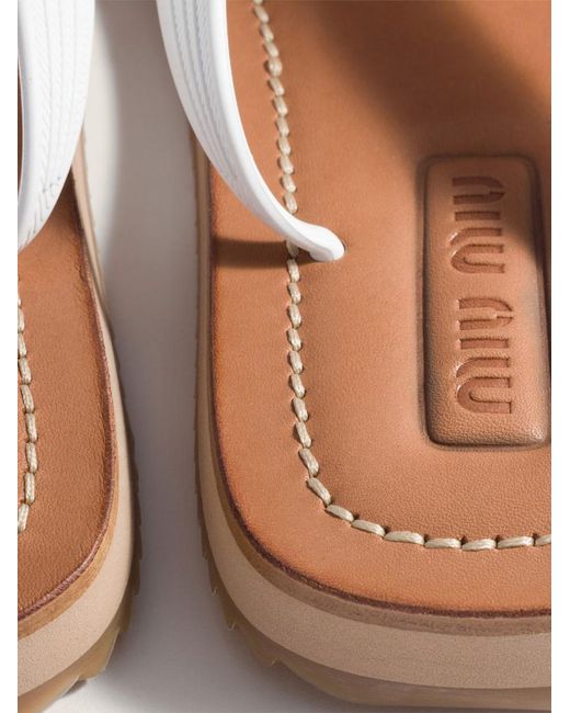 Miu Miu White Slightly Padded Thong Sandals