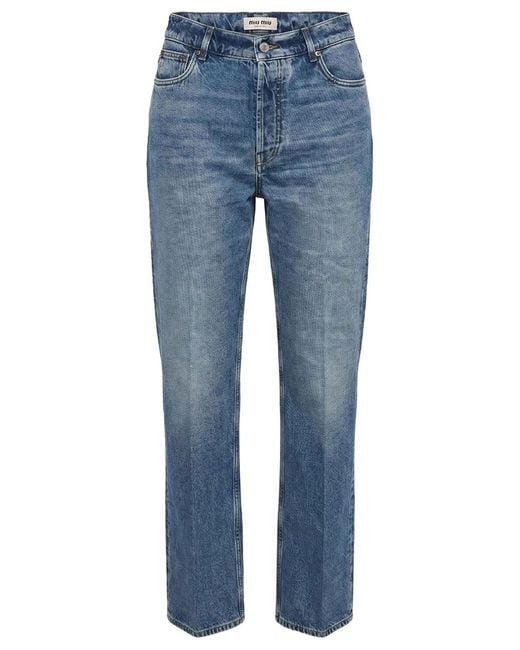 Miu Miu Blue Washed Denim Pants