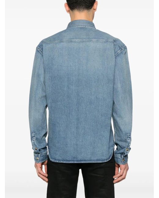 Saint Laurent Blue Cassandre Denim Shirt for men