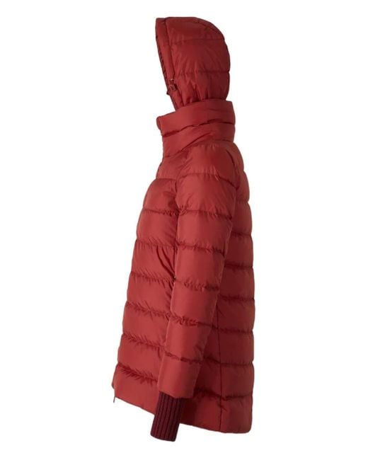 Herno Red Hooded Zip-Up Padded Jacket Clothing
