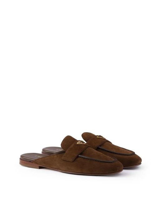 Prada Brown Suede Slippers