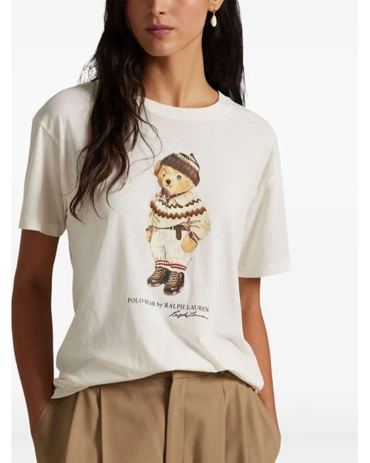 Polo Ralph Lauren Women's White Polo Bear Cotton Jersey T-Shirt