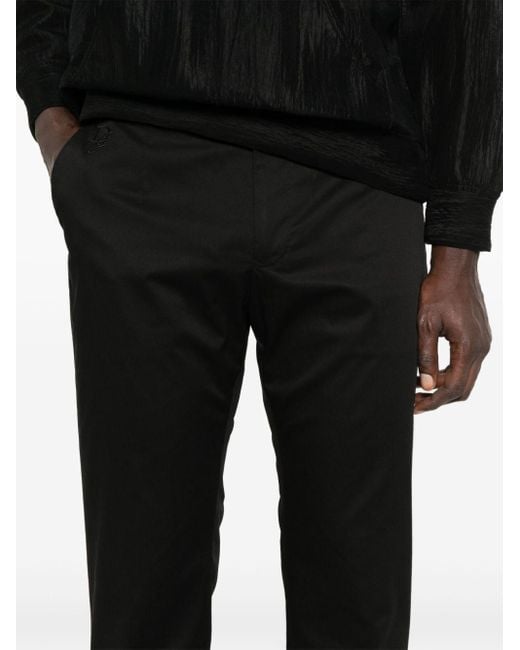 Dolce & Gabbana Black Logo-Embroidered Tapered Leg Cotton Trousers for men