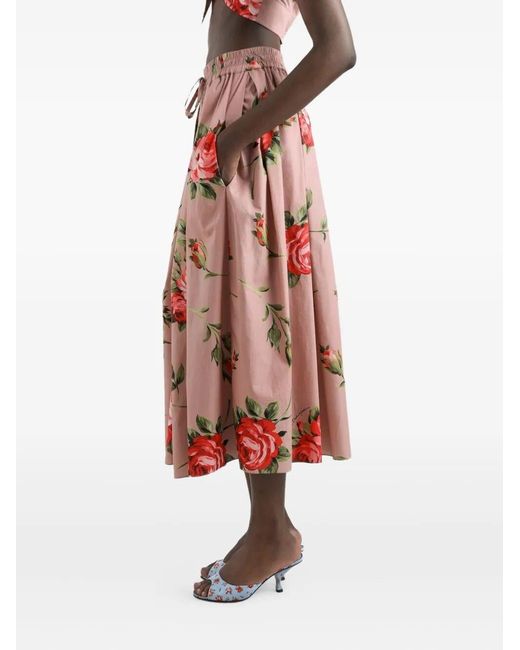 Dolce & Gabbana Red Roses Bouquet Long Skirt