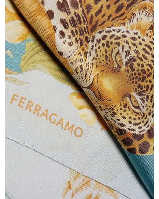 Ferragamo Yellow Jungle Print Silk Scarf