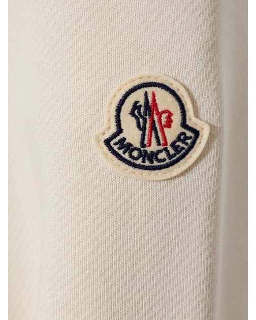 Moncler White Cotton Zip Hoodie With Nylon Front