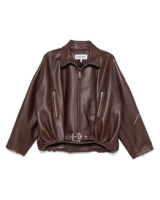 Loewe Brown Loewe Lambskin Balloon Jacket