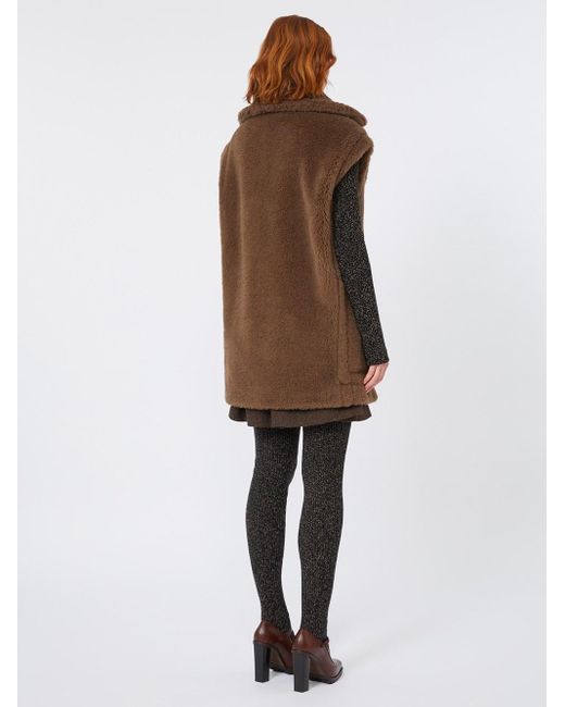 Max Mara Brown Alpaca And Wool Teddy Vest