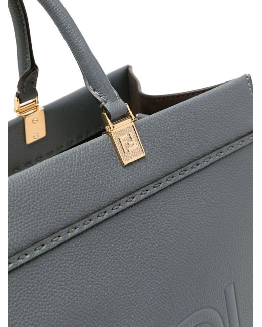 Fendi Gray Medium Sunshine Leather Tote Bag