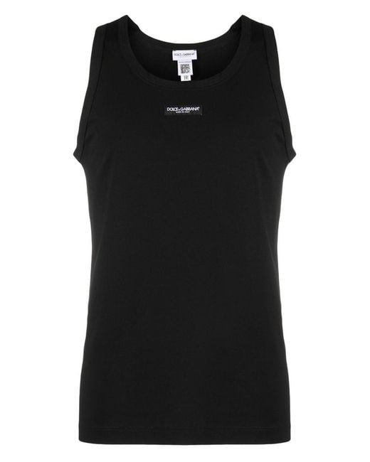 Dolce & Gabbana Black Logo Cotton-Blend Top for men