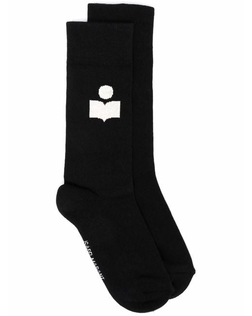 Isabel Marant Black Siloki Socks With Bicolore Logo