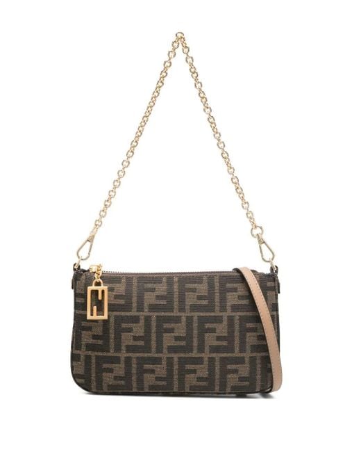 Pouch Baguette Con Catena di Fendi in Gray