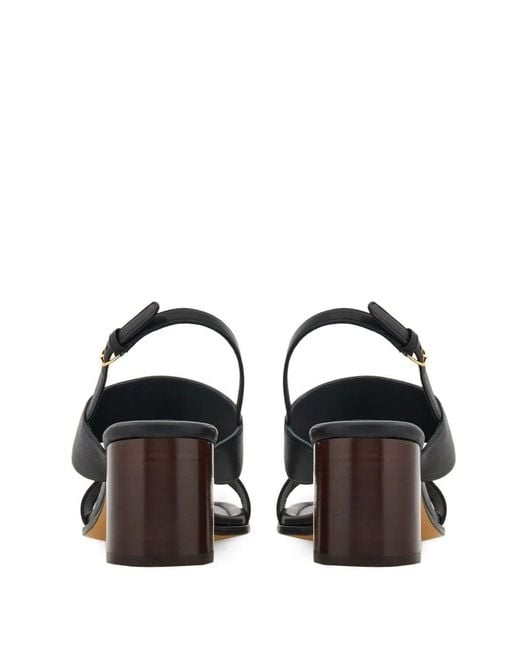 Ferragamo Black Lou 55mm Leather Slingback Sandals