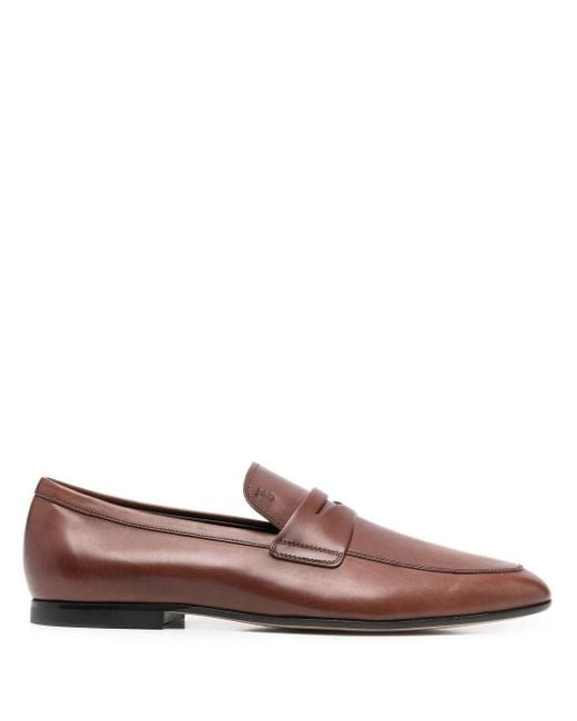 Tod's Brown Penny-strap Leather Loafers for men