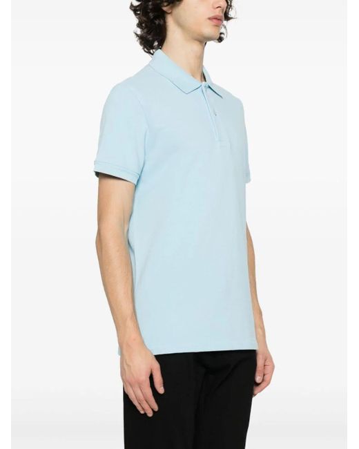 Tom Ford Blue Cotton Piqué Polo Shirt for men