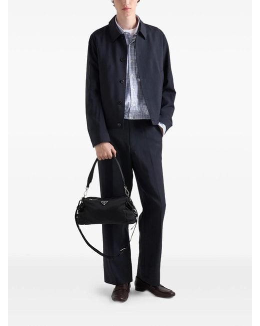 Prada Black Explore Re-Nylon And Leather Bag for men